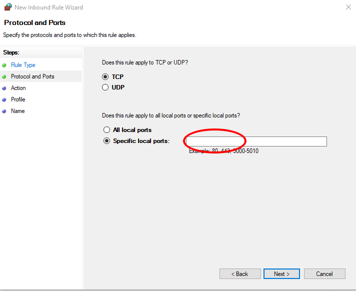 Open port Pi node in WIndows 10